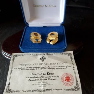 Camrose & Kross Jacqueline Kennedy Jewelry Clip Earrings w/ Box Certificate COA
